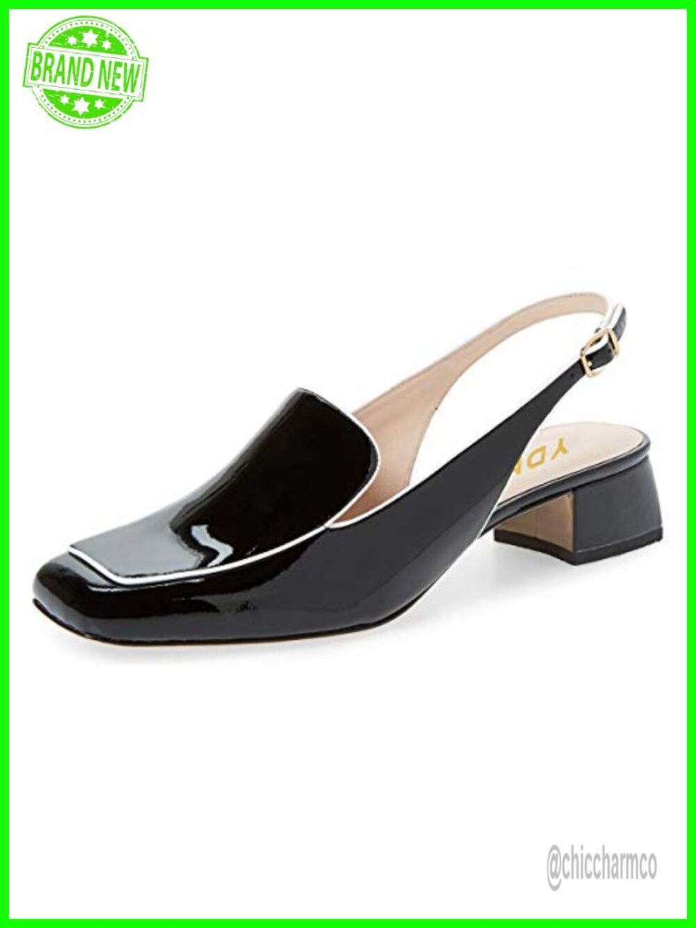 Women's Closed Square Toe Block Low Heel Slingback Loafers Dressy Office Pumps